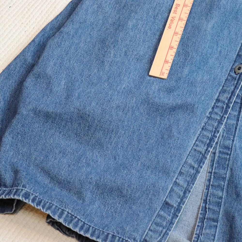 Vintage Sunbelt Denim Button Front Midi Dress | 90s Cottagecore Grunge | Size M - Picture 4 of 6